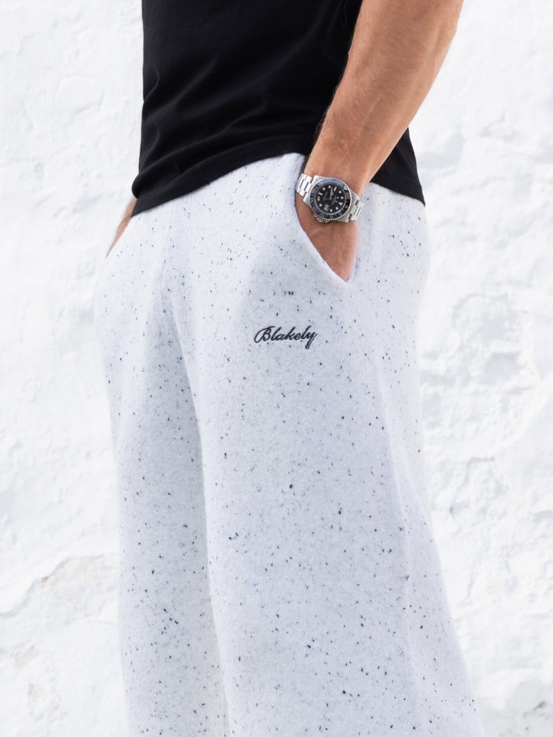 Knitted Script Wide Leg Sweatpants - Light Grey