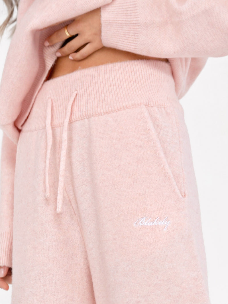 Knitted Wide Leg Sweatpants - Marshmallow Pink