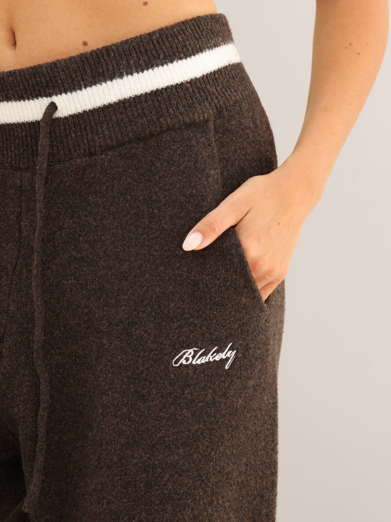 Margot Knitted Wide Leg Sweatpants - Chocolate Brown