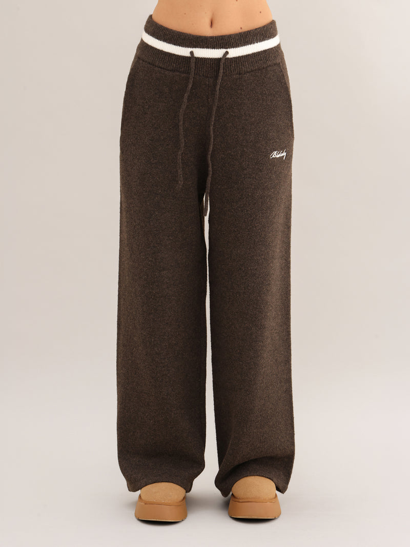 Margot Knitted Wide Leg Sweatpants - Chocolate Brown