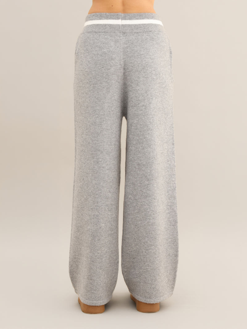Margot Knitted Wide Leg Sweatpants - Marl Grey