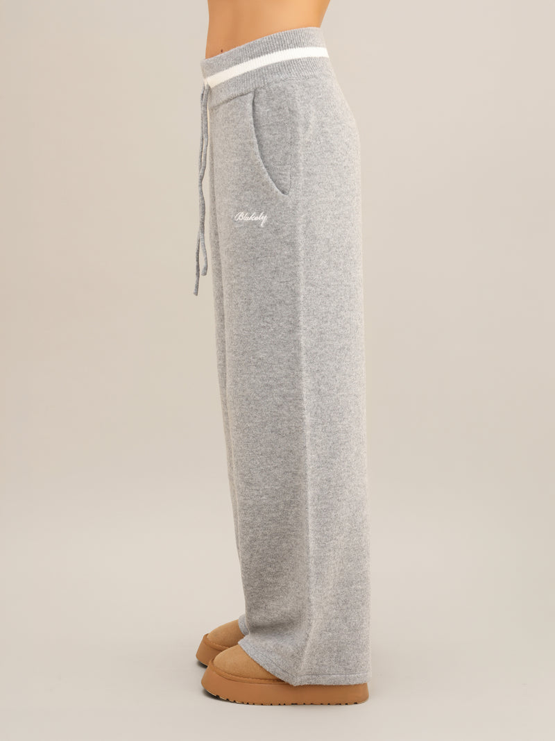 Margot Knitted Wide Leg Sweatpants - Marl Grey
