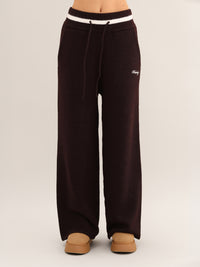 Margot Knitted Wide Leg Sweatpants - Dark Mulberry