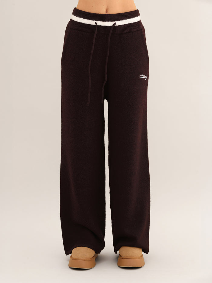 Margot Knitted Wide Leg Sweatpants - Dark Mulberry