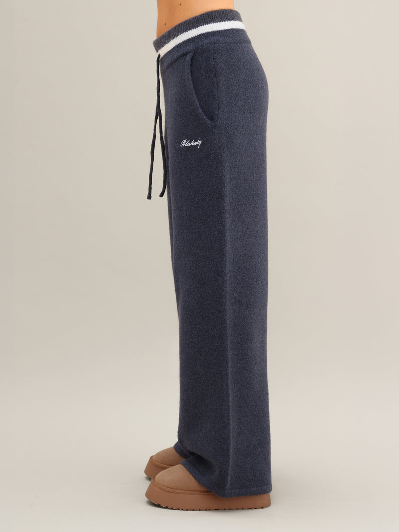 Margot Knitted Wide Leg Sweatpants - True Navy