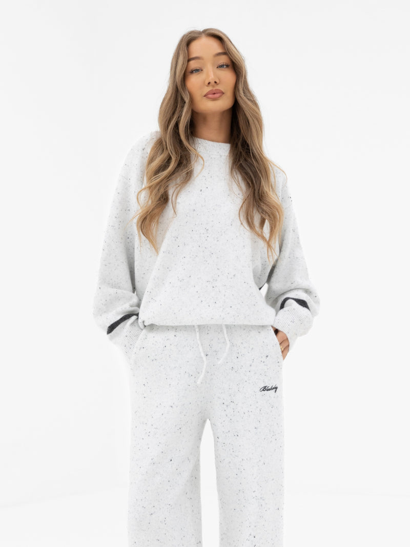 Margot Knitted Wide Leg Sweatpants - Cloud Grey