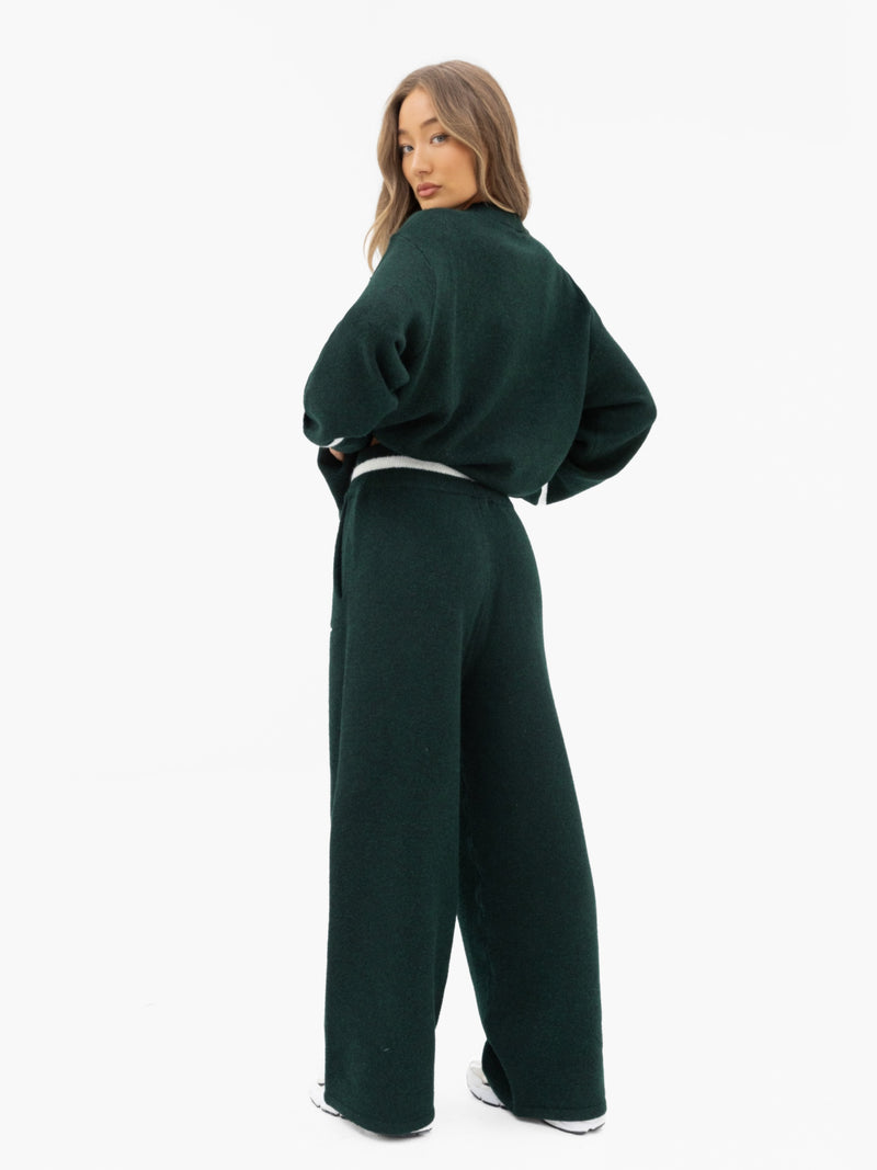 Margot Script Oversized Knitted Sweater - Emerald Green