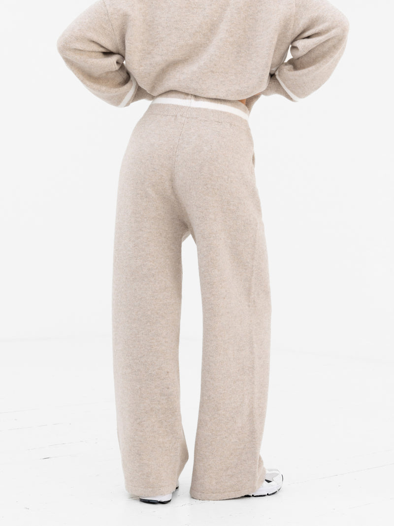 Margot Knitted Wide Leg Sweatpants - Toasted Taupe