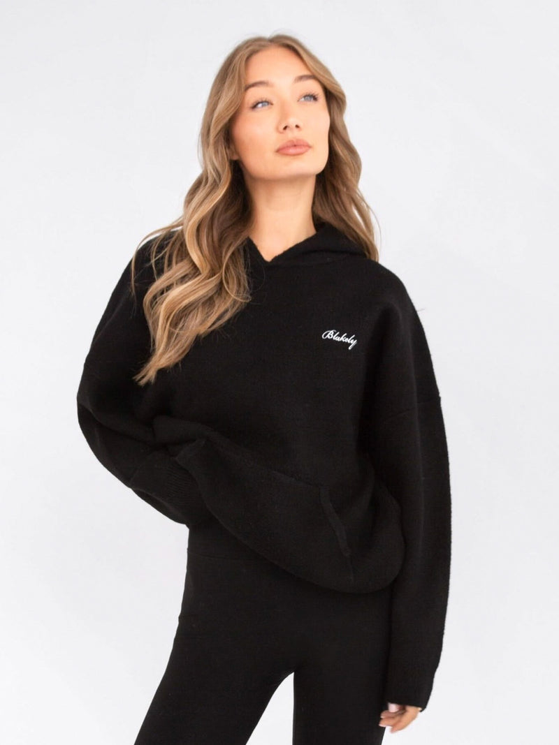 Oversized Knitted Hoodie - Black