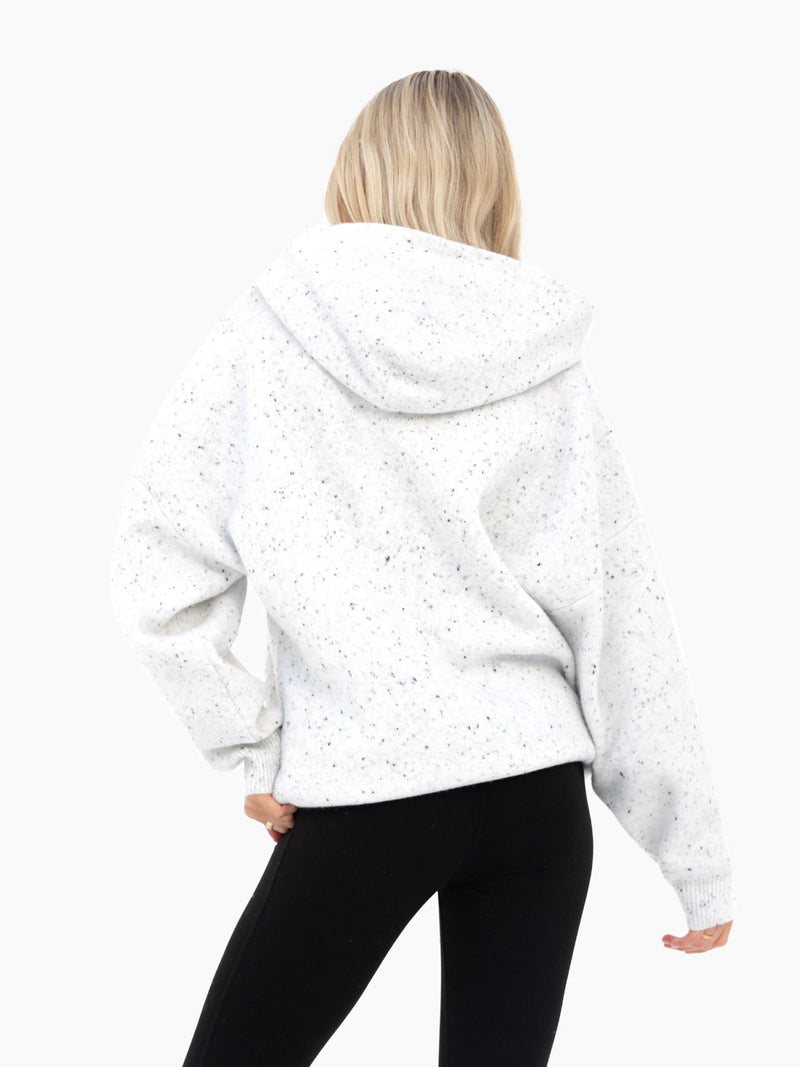 Mabel Oversized Knitted Hoodie - Light Grey