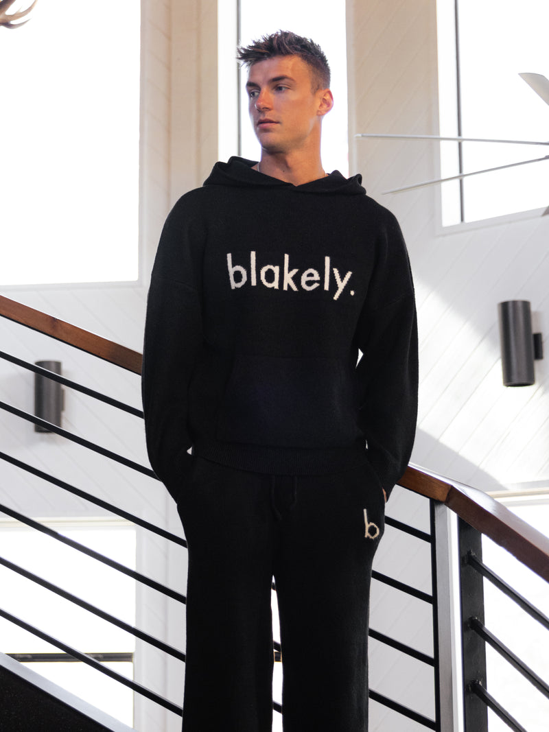 Alfie Relaxed Knitted Hoodie - Black