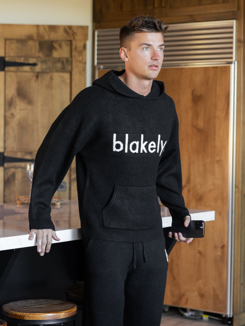 Alfie Relaxed Knitted Hoodie - Black