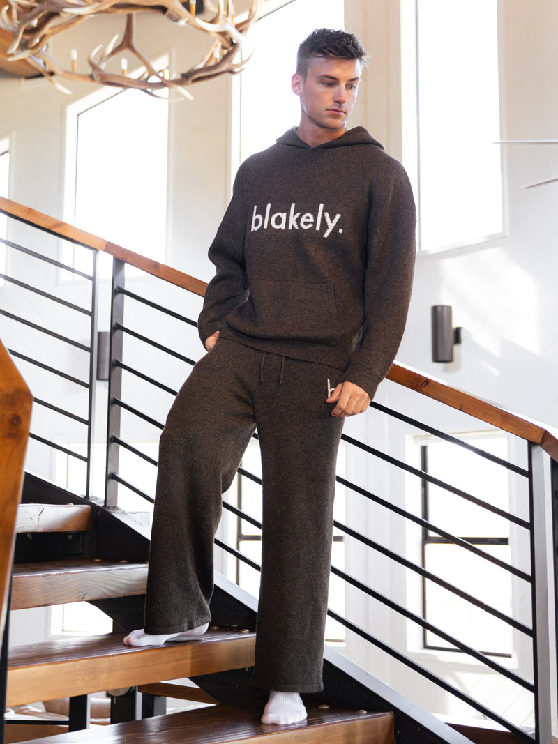 Alfie Relaxed Knitted Hoodie - Dark Brown