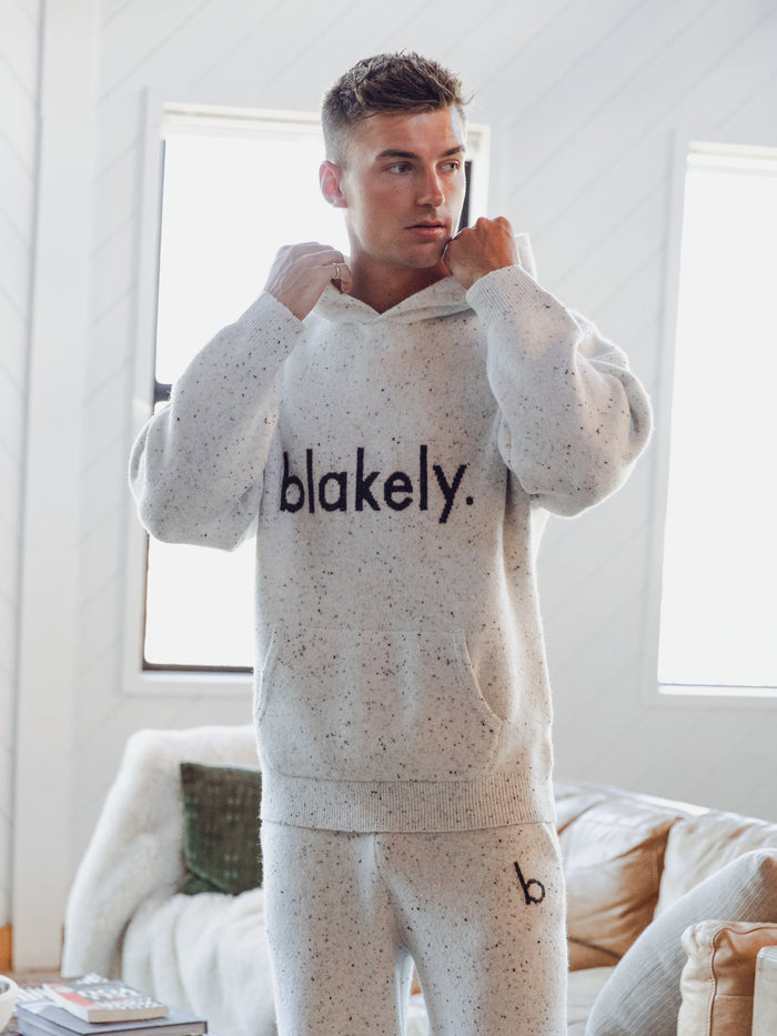 Alfie Relaxed Knitted Hoodie - Light Grey