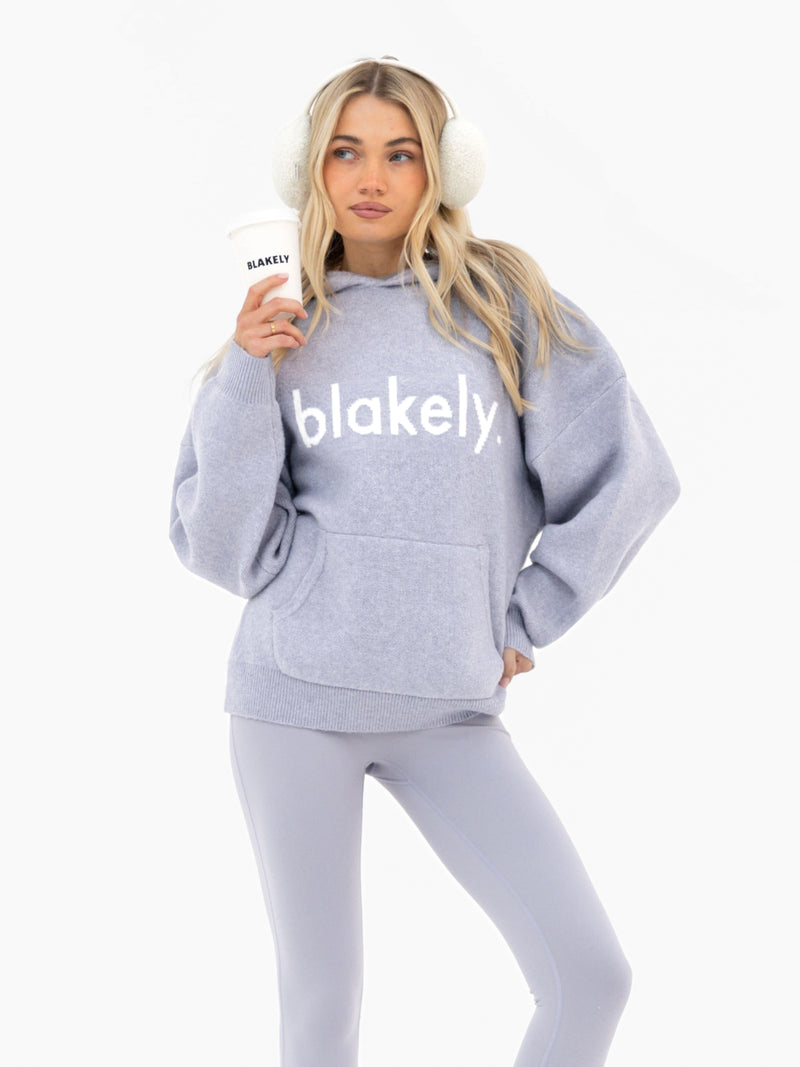 Mabel Oversized Knitted Hoodie - Pale Lilac