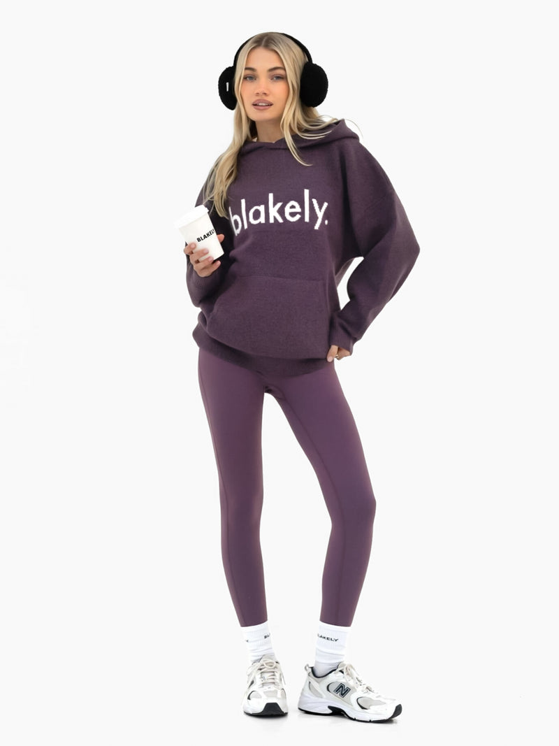 Mabel Oversized Knitted Hoodie - Plum