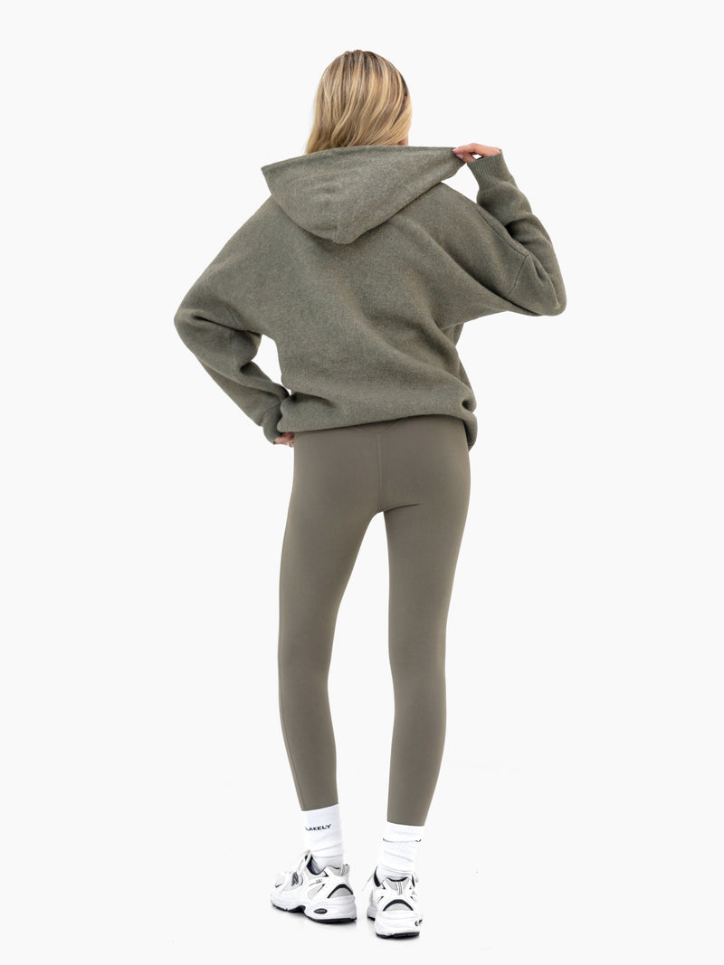 Mabel Oversized Knitted Hoodie - Safari Green