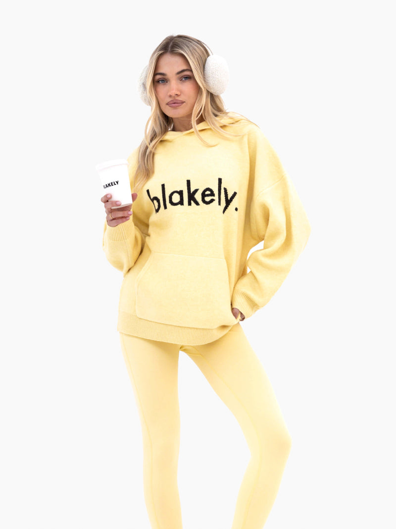 Mabel Oversized Knitted Hoodie - Butter Yellow