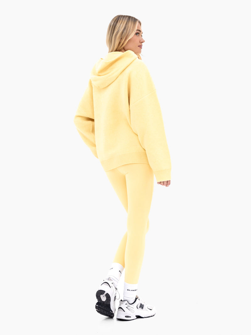 Mabel Oversized Knitted Hoodie - Butter Yellow