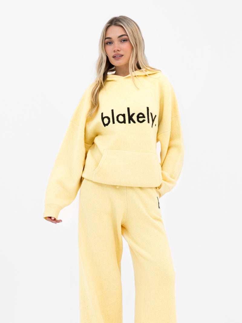 Mabel Oversized Knitted Hoodie - Butter Yellow