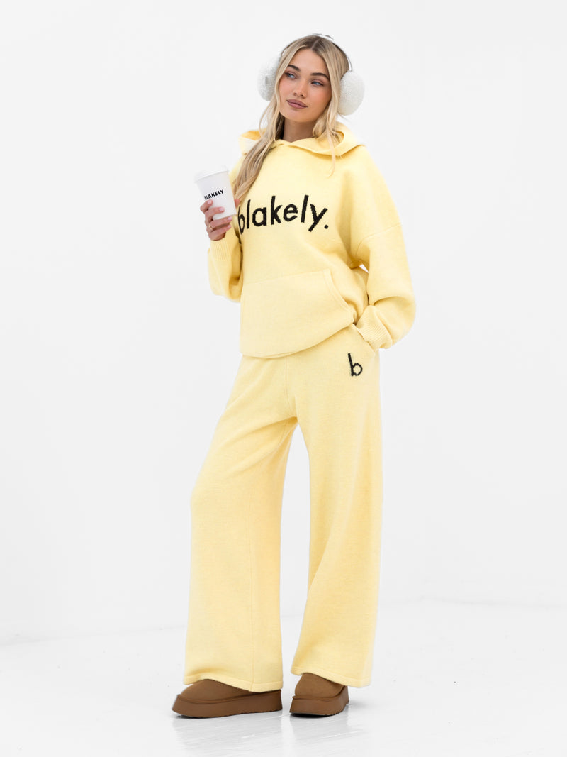 Mabel Oversized Knitted Hoodie - Butter Yellow