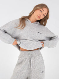 Oversized Knitted Hoodie - Marl Grey