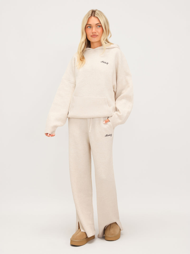 Knitted Wide Leg Sweatpants - Vanilla
