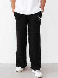 Alfie Knitted Wide Leg Sweatpants - Black