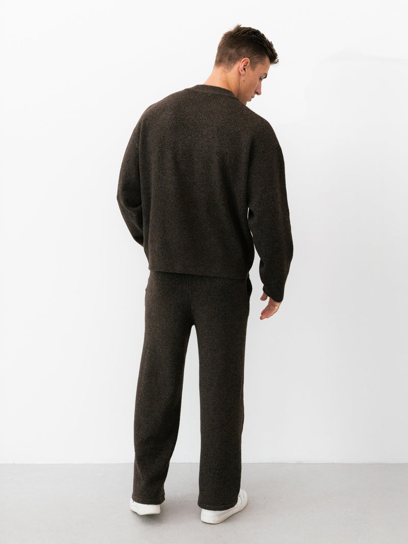 Alfie Relaxed Knitted Sweater - Dark Brown