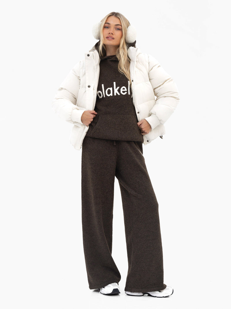 Mabel Knitted Wide Leg Sweatpants - Chocolate Brown