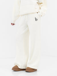 Mabel Knitted Wide Leg Sweatpants - Cream