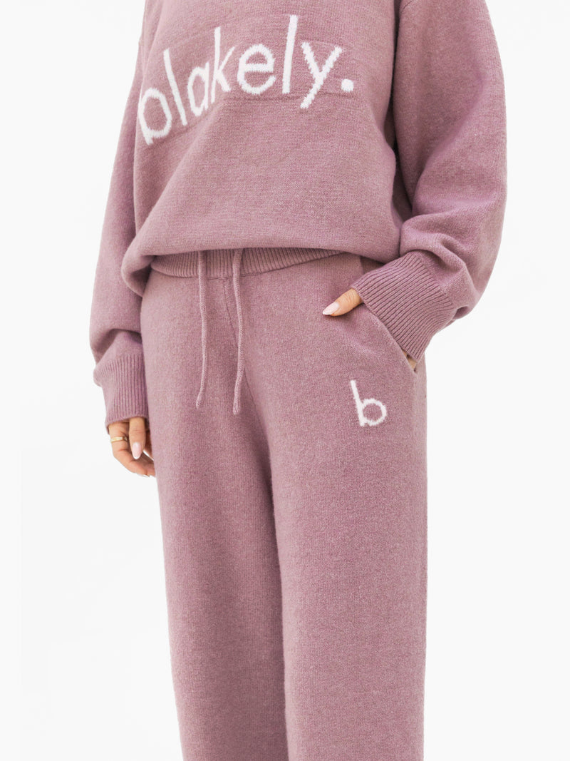 Mabel Knitted Wide Leg Sweatpants - Dusty Pink