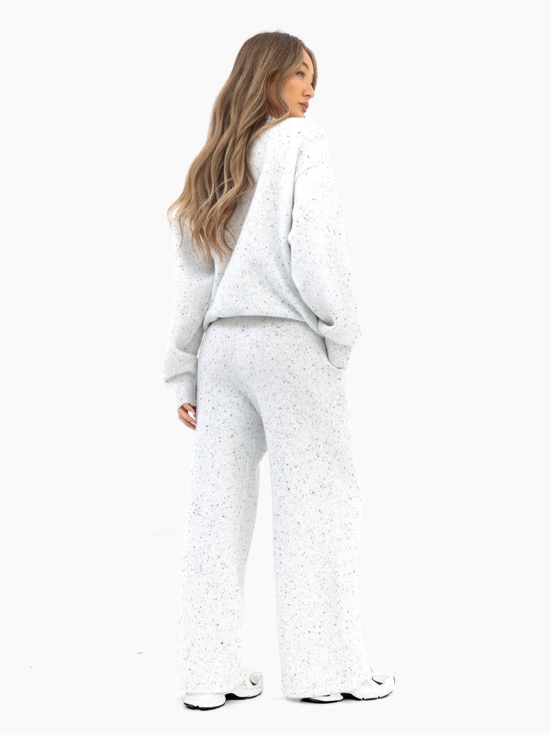 Mabel Knitted Wide Leg Sweatpants - Light Grey