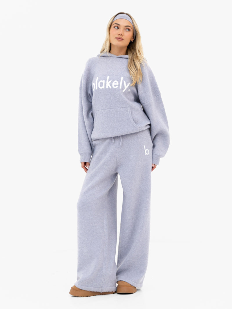 Mabel Knitted Wide Leg Sweatpants - Pale Lilac