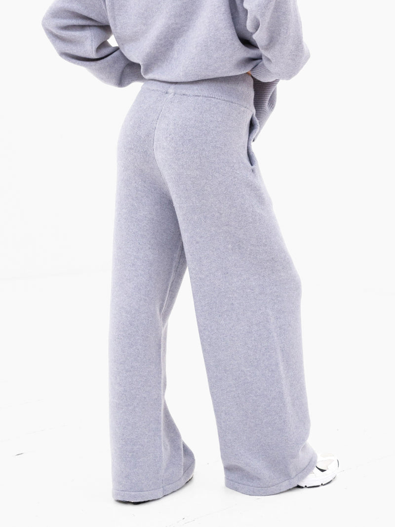 Mabel Knitted Wide Leg Sweatpants - Pale Lilac