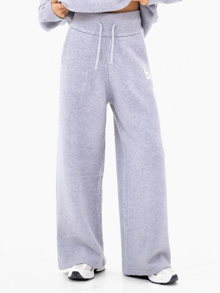 Mabel Knitted Wide Leg Sweatpants - Pale Lilac