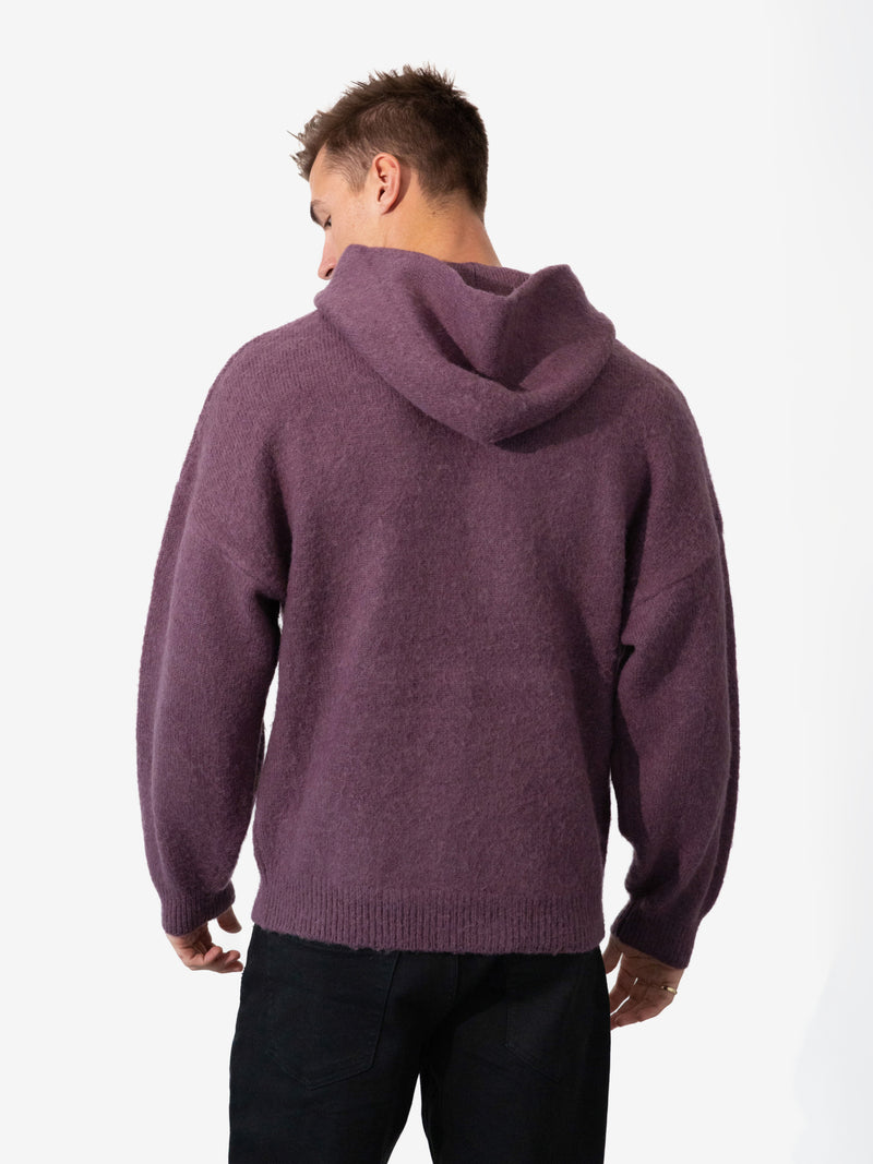 Mason Relaxed Knitted Hoodie - Plum