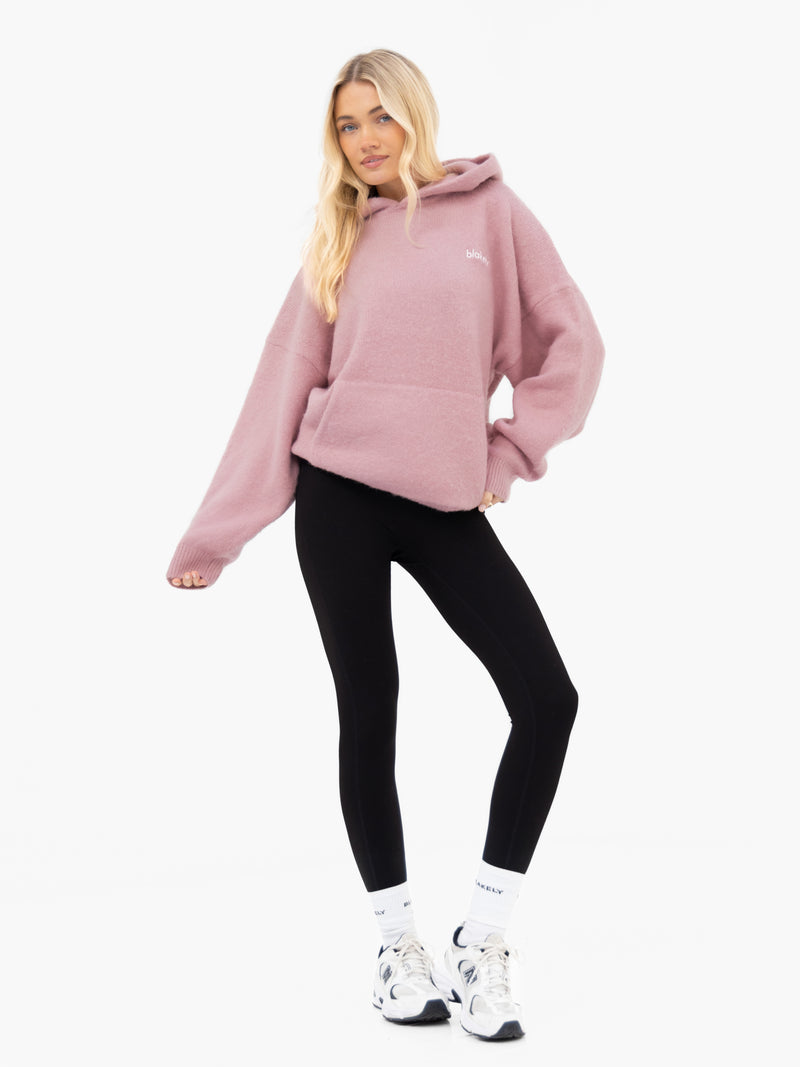 Marley Oversized Knitted Hoodie - Petal Pink