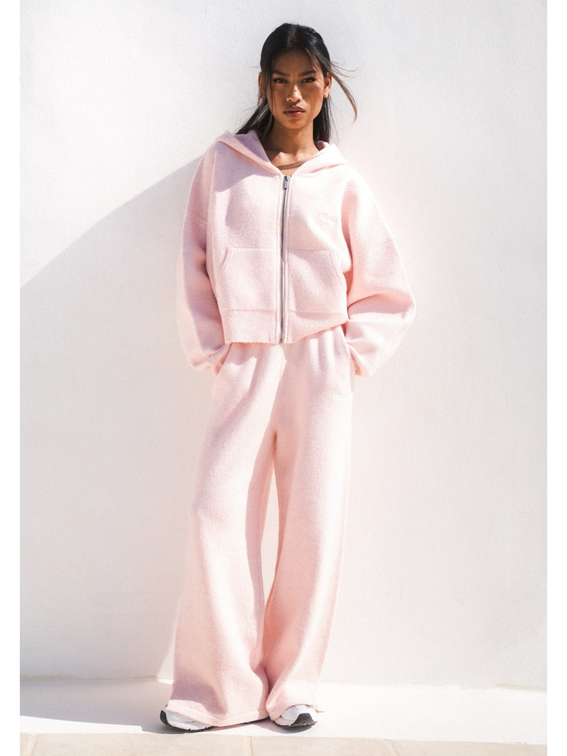 Knitted Wide Leg Sweatpants - Marshmallow Pink