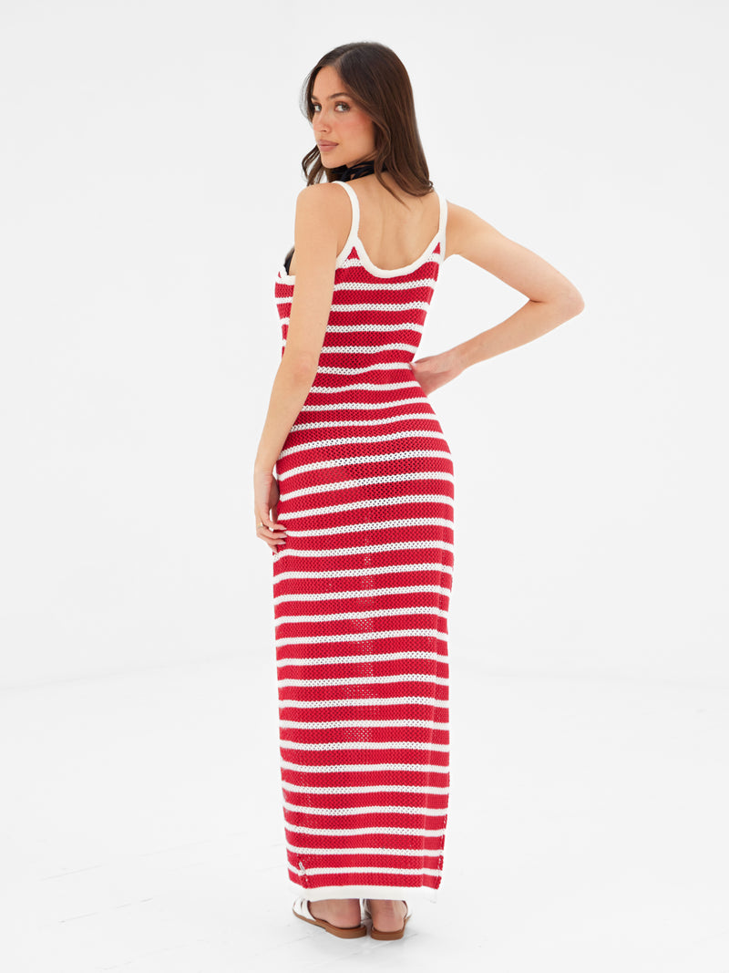 Buy Blakely Womens Red Stripe Crochet Maxi Dress
