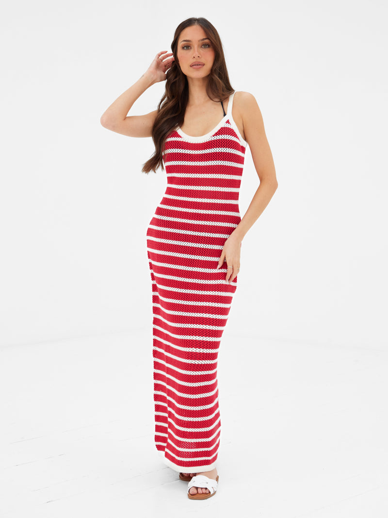 Buy Blakely Womens Red Stripe Crochet Maxi Dress | Free delivery on orders  over $199  Blakely Clothing US