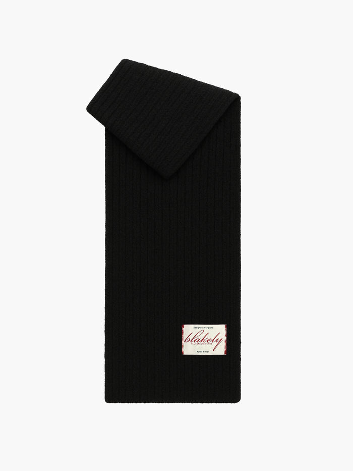 Script Label Knit Scarf - Black