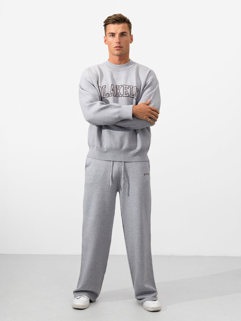Varsity Relaxed Knitted Sweater - Grey