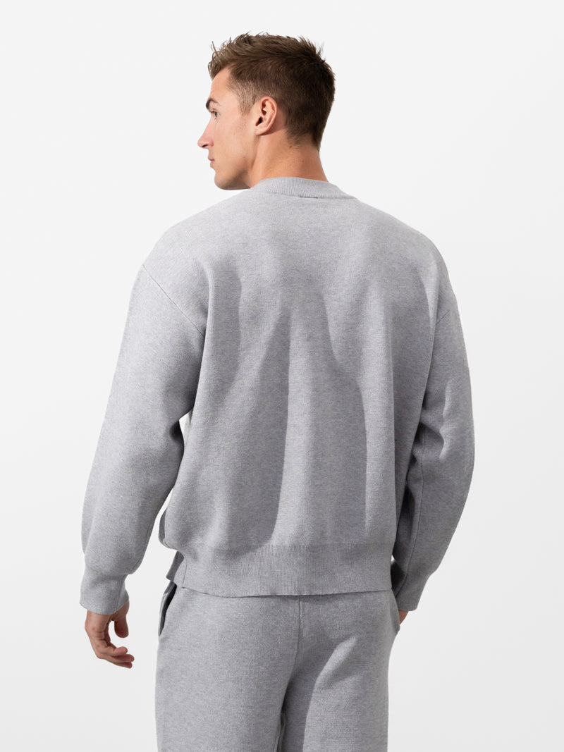 Varsity Relaxed Knitted Sweater - Grey
