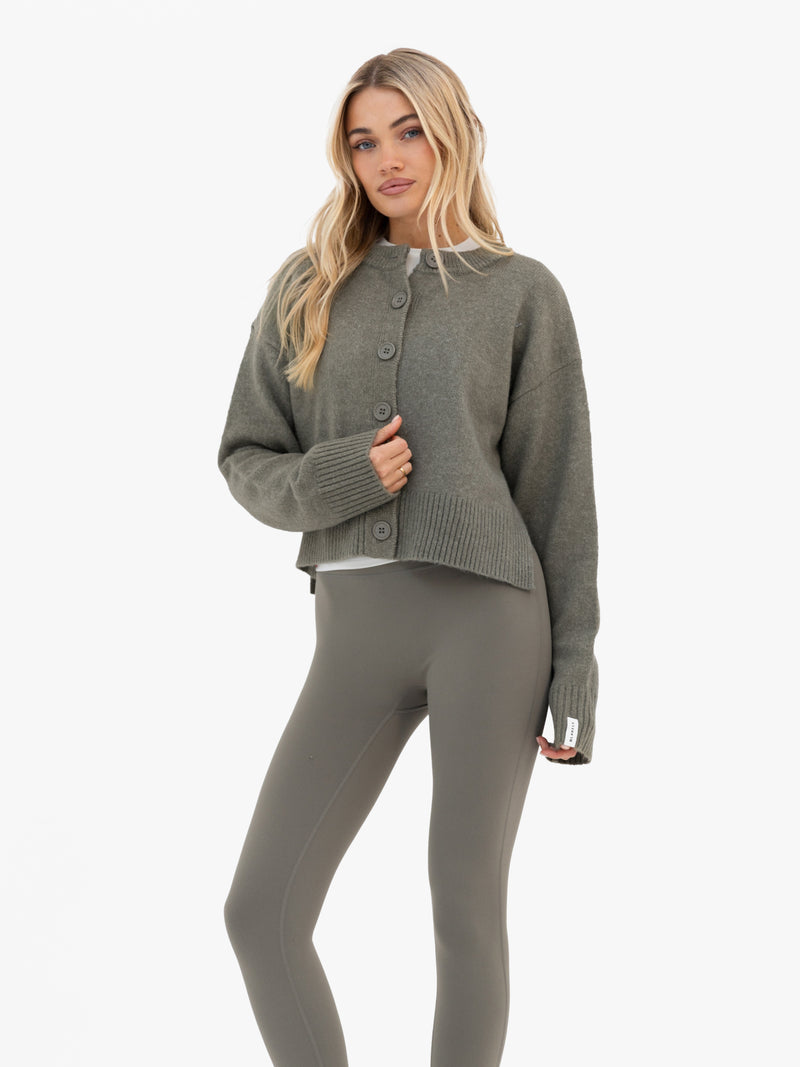 Mabel Button Up Cardigan - Safari Green
