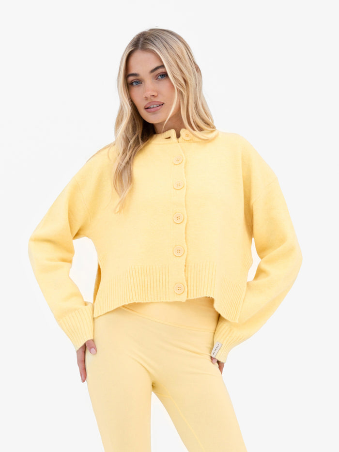 Mabel Button Up Cardigan - Butter Yellow