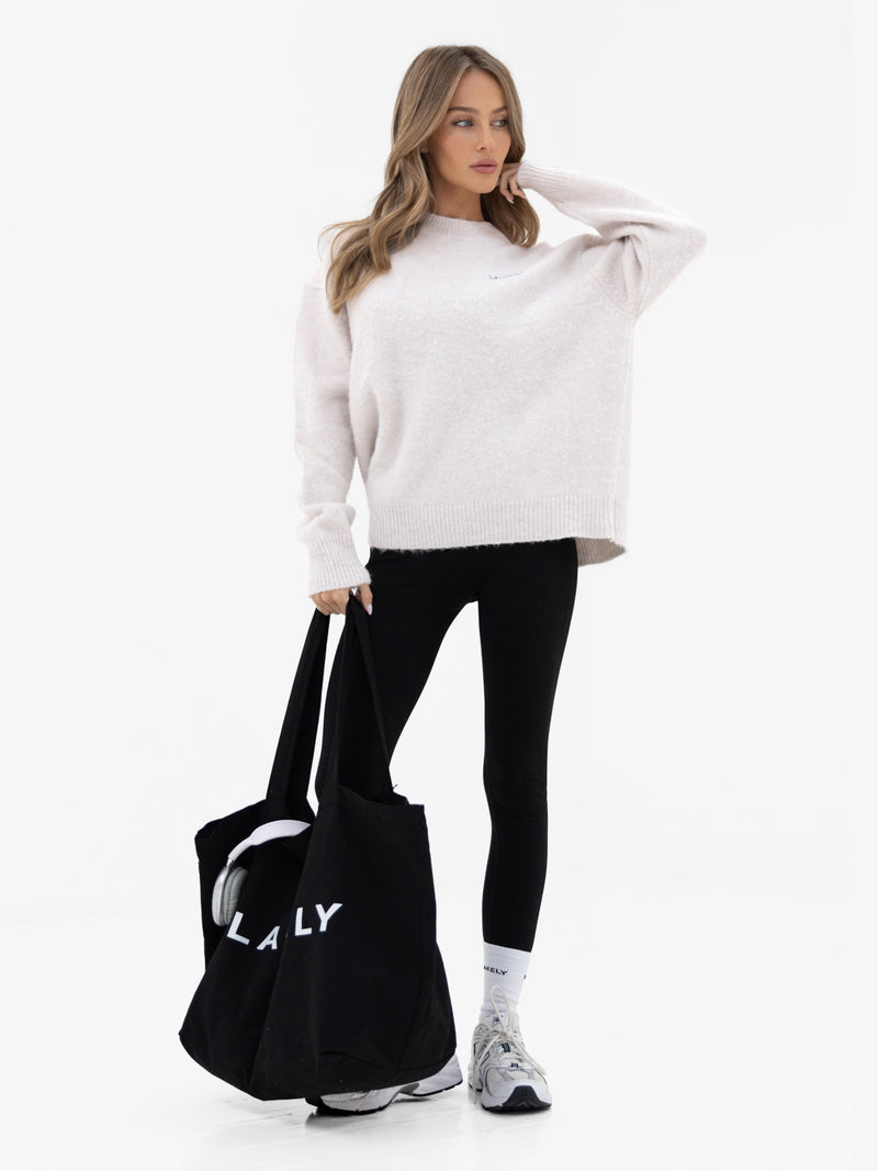 Marley Oversized Knitted Sweater - Marl White