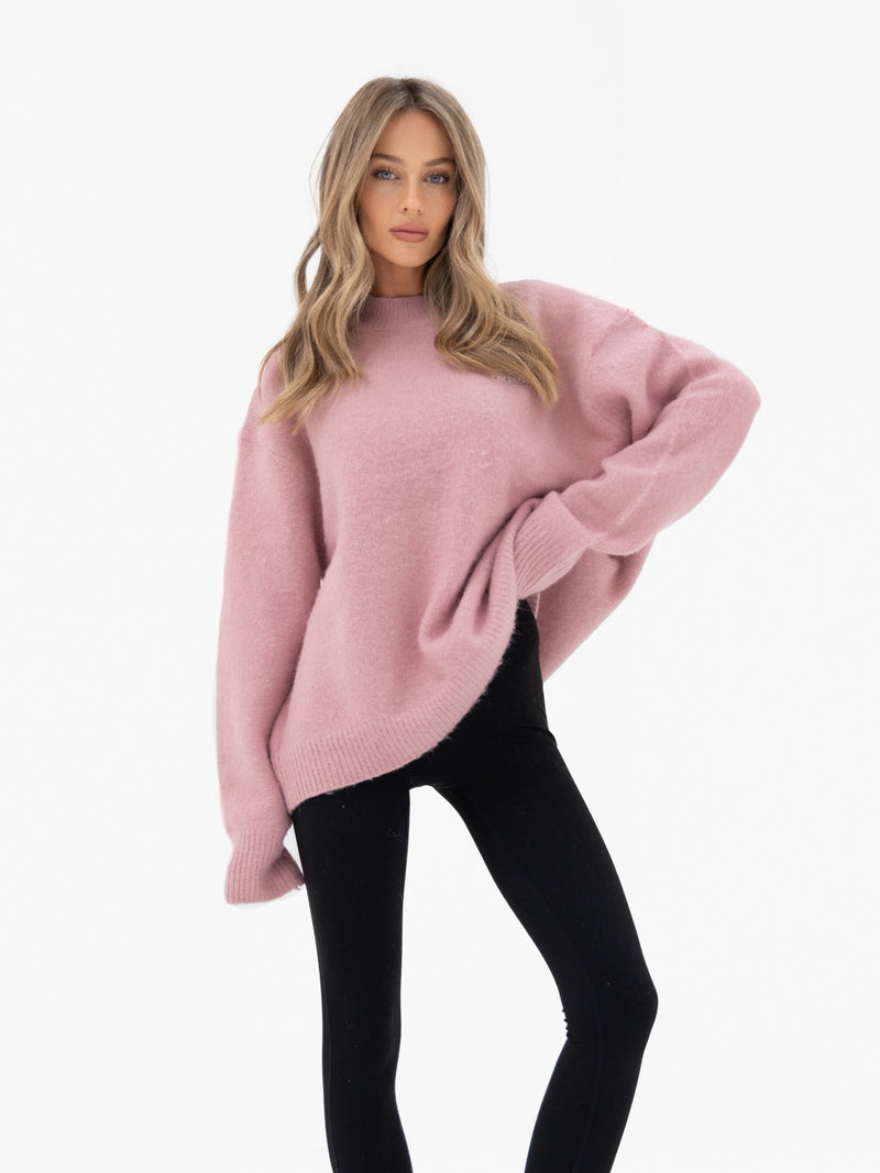 Marley Oversized Knitted Sweater - Petal Pink