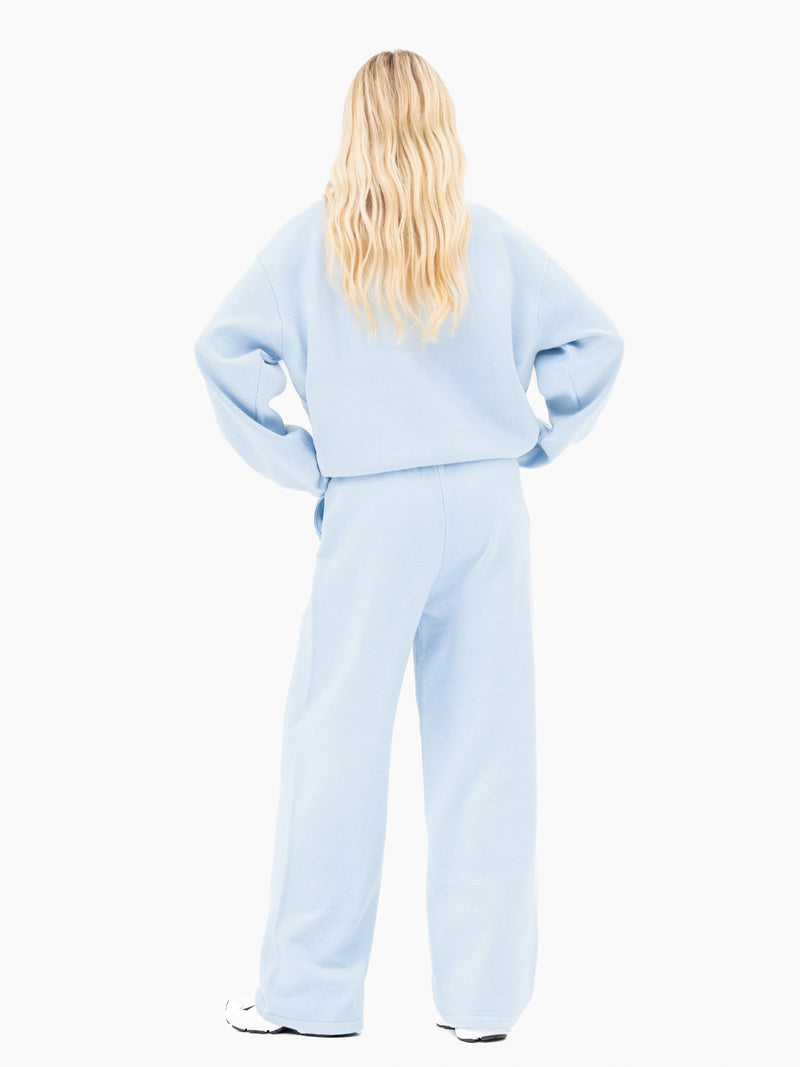 Varsity Oversized Knitted Sweater - Baby Blue