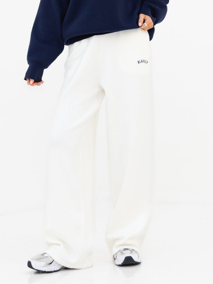 Varsity Knitted Wide Leg Sweatpants - Light Grey